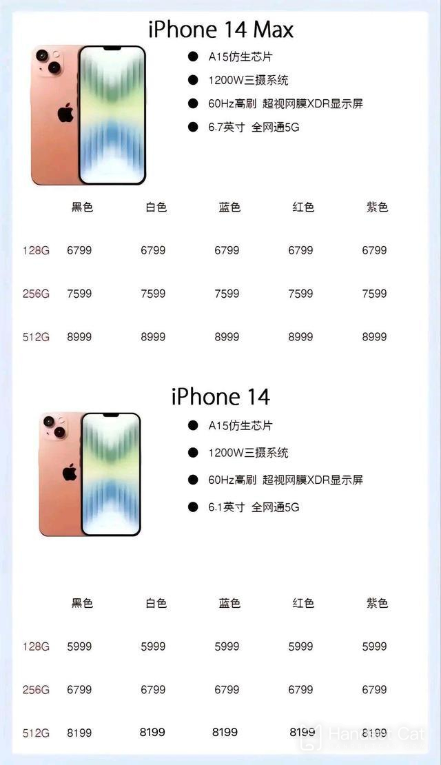 iPhone 14シリーズ全体の価格が明らかになり、5,999元から！