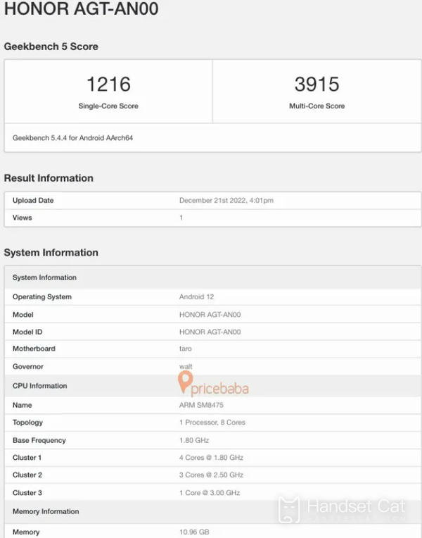 Suspected Glory 80 GT Appears in Geekbench Library: 1216 points for a single core!