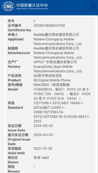 Realme GT Neo6 SE は品質認証に合格しており、間もなく入手可能になります