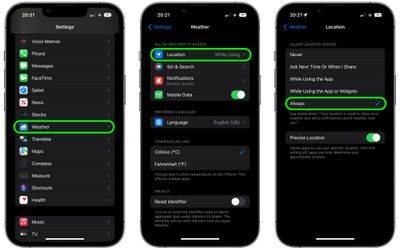 Como receber notificações de mau tempo no iPhone14plus