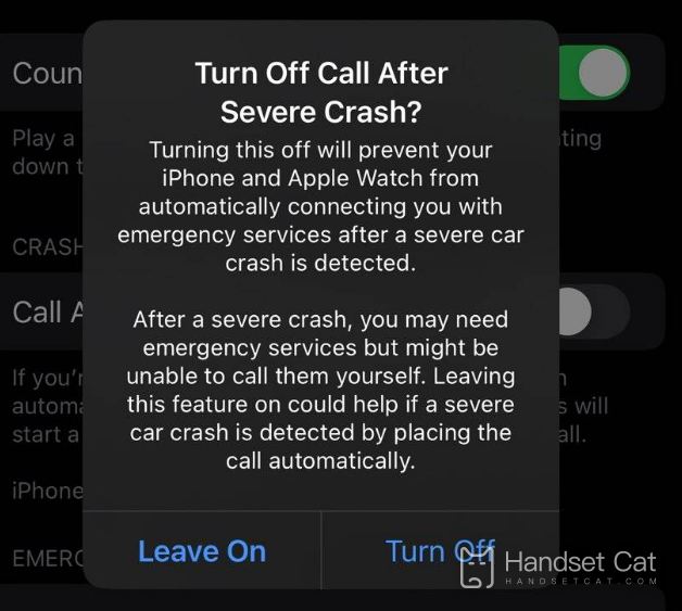 How to turn off crash detection for iPhone14plus